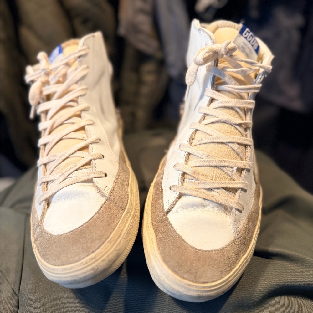 Golden Goose White and Beige Men's Sneakers - Picture 3 of 13